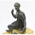 ceas de semineu " Platon ". stil Empire . bronze dore & bronz patinat. cca 1850 Franta